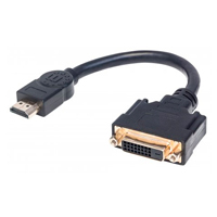 MANHATTAN 354592 Cable HDMI a DVI-D HDMI Macho a DVI-D 24+1 Hembra, enlace dual, 20 cm (8 in.), Negro / Conecta una fuente de video HDMI a una pantalla DVI-D