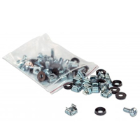 INTELLINET - 711081 - Bote de tornillos M6 con tuerca enjaulada, 50 juegos / Bote con 50 juegos de tornillo M6, tuerca enajulada y arandela de plástico, plateado