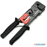 INTELLINET 210836 - PINZA P/CRIMPEAR RJ11-6P4C, 6P2C/RJ11 RJ12-6P6C RJ45-8P8C, 8P6C, 8P4C, 8P2C/ Corta y quita el forro del cable / Fabricada en Acero al carbón / Mango Antiderrapante /