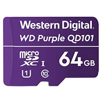WESTERN WDD064G1P0C- Memoria de 64GB Micro SDXC/ Linea Purple/ Clase 10 U1/ Lectura 50MB/ Escritura 40MB/ Especializada para Videovigilancia #VIVA #MICROSD
