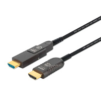 MANHATTAN 353243 - Cable Óptico Activo HDMI de Alta Velocidad / 4k@60Hz UHD, HDMI macho a Micro-HDMI macho (Tipo D) y HDMI macho (Tipo A) Desmontable, 20 m (65 pies), Certificado CMP/CPR, HEC, ARC, co