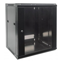 INTELLINET 711951- Gabinete mural de 19" / 15 UR / 570x600mm / Flatpack / Negro / 60 Kg / Puerta de cristal templado / Apertura de más de 180° (Sobre Pedido)