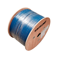 INTELLINET 705042 Bobina de Cable Cat6a, CM S/FTP, Rollo de 305 m, Filamento sólido 100% cobre, Clasificación CM, Azul, empaque en carrete