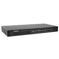 INTELLINET 560917 Switch de 24 Puertos Gigabit Ethernet Administrable por Web con 2 puertos SFP 24 puertos RJ45 10/100/1000 + 2 puertos SFP, IEE 802.3az Ethernet con Eficiencia de Energía, SNMP, QoS, 