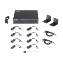 Kit de TRANSCEPTOR ACTIVO DE 8 CANALES / VIDEO+PODER en un solo Cable UTP / 150 metros en 4K, 200 metros en 5 MP/ Envía 36 Vcc y Recibe 12 Vcc / TODO INCLUIDO PARA RACK / Compatible con cámaras HD-TVI/CVI/AHD/CVBS / INSTALACIÓN LIMPIA