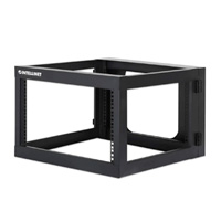 INTELLINET 716031 - Rack abierto de 19" para montaje en pared, 4 postes, 6U, marco abatible, 60 cm de profundidad, color negro RAL 9004, ensamblado