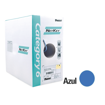 PANDUIT NUC6C04BU - Bobina de Cable UTP 100% cobre, NetKey / Caja con 1,000 Pies (305 metros) / 4 pares / 24 AWG / Categoría 6 / Azul