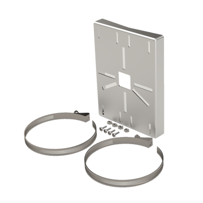 [SYS-PM-01V3] Montaje universal galvanizado para instalación de cámaras en poste 2" a 5" color gris galvanizado