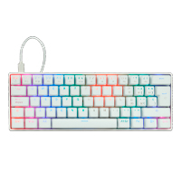 [KBG560-WH-RD] GAME FACTOR KBG560-WH-RD - TECLADO MECÁNICO 60% GAME FACTOR KBG560-WH, RGB, TECLAS EXTRAS PINK INTERCAMBIABLES, RED SWITCH, USB