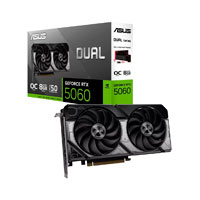 ASUS OEM DUAL-RTX5060-O8G - TARJETA DE VIDEO ASUS NVIDIA RTX5060 /PCIE X16 5.0 /8GB GDDR7 /HDMI /3X DP /ESTANDAR /GAMA MEDIA