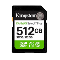 KINGSTON SDS3/512GB - MEMORIA FLASH SD KINGSTON SDXC CANVAS SELECT 512GB 150MB/S C10 UHS-I U3 V30 (SDS3/512GB)