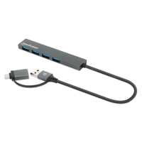 MANHATTAN 181006 - HUB/MANHATTAN/181006/ HUB DE 4 PUERTOS USB-A 3.2 GEN 1 CON CONECTOR ADAPTABLE DE USB-A A USB-C