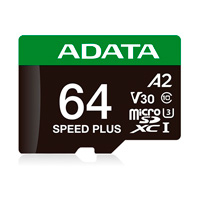 ADATA UD64GUI3V30A2SP-RA1 - MEMORIA ADATA MICROSDXC SPEED PLUS 64GB CL10 CON ADAPTADOR UD64GUI3V30A2SP-RA1