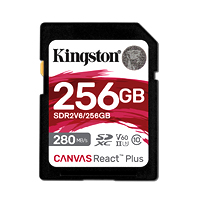 KINGSTON SDR2V6/256GB - MEMORIA FLASH SD KINGSTON SDXC CANVAS REACT PLUS 256GB 280R/150W UHS-II U3 V60 SDR2V6/256GB