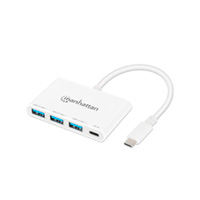 MANHATTAN 168434 - HUB USB-C,MANHATTAN,168434, 3 PTOS A + 1 PTO C PD, 5GBPS, BLANCO