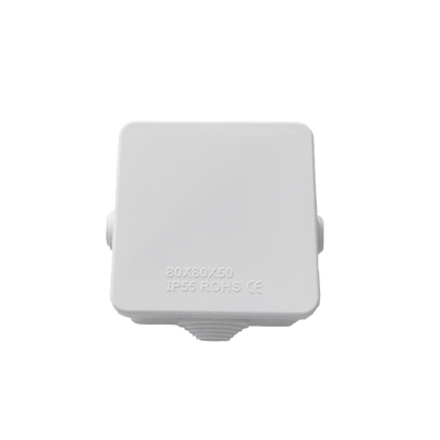[LP-WBX-80]  Caja de Conexiones Impermeable IP55 con 4 Entradas, 80 x 80 x 50 mm, para Instalaciones Industriales, Comerciales y Residenciales, Incluye Tornillería para su Instalación