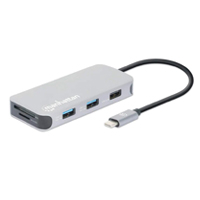 MANHATTAN 130615 - DOCKING USB,MANHATTAN,130615,-C  8 PTOS, HDMI, USB-C PD/2XUSBV3.2/USBV2.0, RED,SD/MICRO SDD