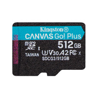 KINGSTON SDCG3/512GB - MEMORIA FLASH MICRO SD KINGSTON SDXC CANVAS GO PLUS 512GB 170R UHS-I U3 V30 C/ADAPTADOR SDCG3/512GB