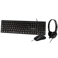 PERFECT CHOICE PC-201717 - KIT TECLADO / MOUSE / DIADEMA CON MICROFONO INTEGRADO ALAMBRICOS CONECTOR USB / 3.5MM PERFECT CHOICE