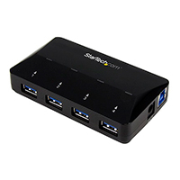 STARTECH.COM ST53004U1C - CONCENTRADOR USB 3.0 DE 4 PUERTOS - HUB CON PUERTOS DE CARGA Y SINCRONIZACION - 1 PUERTO DE 2.4A - S