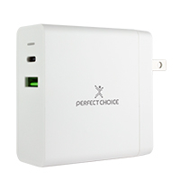 PERFECT CHOICE PC-240396 - ADAPTADOR CARGADOR DE CORRIENTE DE 65W PUERTOS USB-A/USB-C PERFECT CHOICE - BLANCO