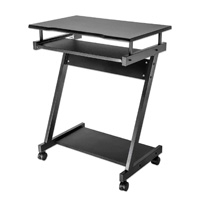 MANHATTAN 207690 - ESCRITORIO,MANHATTAN,207690, COMPACTO NEGRO CON RUEDAS Y BANDEJA PARA TECLADO, REPISA INFERIOR PARA