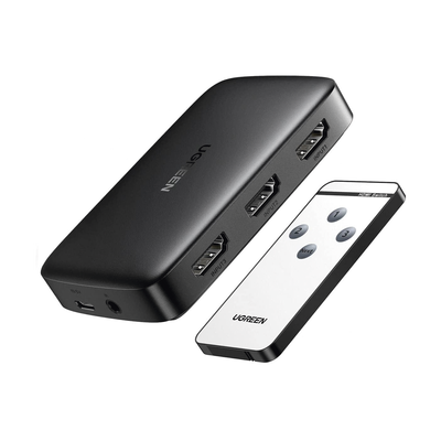 [80125] Conmutador HDMI (Switch) 4K@30Hz | 3 Entradas a 1 Salida | 3D | Transmisión Estable | Incluye Control Remoto | Receptor de Infrarrojos | Indicador LED | Chip Inteligente | Incluye Cable Micro USB para Alimentación.