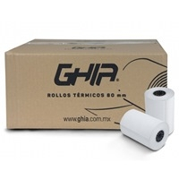 GHIA CTG80N - PAQUETE ROLLO PAPEL TERMICO GHIA CTG80N / 80X70 MM /PARA IMPRESORAS DE 80MM / REACCION NEGRO / 50 UN