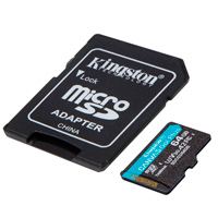 KINGSTON SDCG3/64GB - MEMORIA FLASH MICRO SD KINGSTON SDXC CANVAS GO PLUS 64GB 170R UHS-I U3 V30 C/ADAPTADOR (SDCG3/64GB)