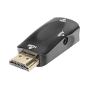 Adaptador (Convertidor) HDMI a VGA  / HDMI Macho a VGA Hembra / Resolución 1920x1080 @ 60Hz  / Adaptador de Audio de 3.5 mm / Chapado en Níquel