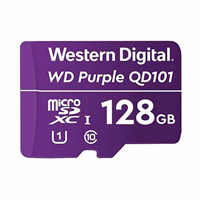 SANDISK WDD128G1P0C-85AEL0 - MEMORIA WD PURPLE SC QD101 MICRO SDXC 128GB VIDEOVIGILANCIA 24/7 CLASE 10 U1 LECT 50MB/S ESC 40MB/S