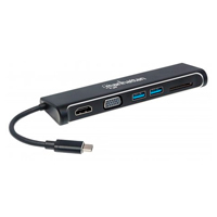MANHATTAN 152631 - DOCKING,MANHATTAN,152631,4-1,USB-C A HDMI VGA 2 USB 3.1 LECTOR TARJETAS SD M-H