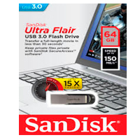 [SDCZ73-064G-G46] SANDISK SDCZ73-064G-G46 - MEMORIA SANDISK 64GB USB 3.0 ULTRA FLAIR METALICA PARA MAC Y WINDOWS 150MB/S SDCZ73-064G-G46