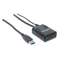 [162302] MANHATTAN 162302 - HUB USB,MANHATTAN,162302, V3.0  4 PTOS CON FUENTE, NEGRO