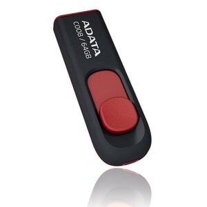 ADATA USB 64GB C008 NEGRO + ROJO RETRACTIL AC008-64G-RKD