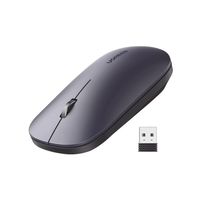[90372] Mouse inalámbrico 2.4 GHz | Ultra Delgado y Silencioso | DPI 1000/1600/2000/4000 (Ajustable)  | Alcance 10m | Scroll de Aluminio | Adaptable a diferentes superficies | Diseño suave al tacto | Contiene Receptor USB | Color Negro.