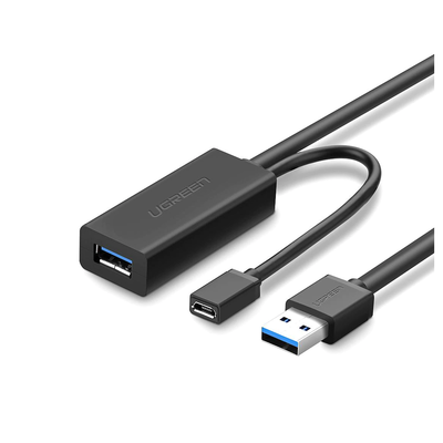 [20827] Cable de Extensión Activo USB 3.0 con puerto de alimentación Micro USB / 10 Metros / USB 3.0 a 5Gbps / No requiere controlador / Ideal para impresoras, consolas , Webcam, etc.