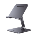 Soporte de Aluminio para IPad & Tablet | Plegable |Angulo Ajustable de 180° y 270° | Base Antideslizante | Protección  de Silicona | Amplia Compatibilidad con dispositivos de 7.9'' a 12.9'' | Aluminio Solido | Color Gris