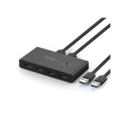 Conmutador USB para Compartir 4 Puertos USB 3.0 a 2 PC Ìs | Cambio Mediante Botón | Incluye Dos Cables USB de 1.5 m | ABS | Permite que 2 Usuarios Compartan 4 Dispositivos Periféricos USB3.0, como una impresora, un escáner, etc.
