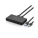 Conmutador USB para Compartir 4 Puertos USB 3.0 a 2 PC Ìs | Cambio Mediante Botón | Incluye Dos Cables USB de 1.5 m | ABS | Permite que 2 Usuarios Compartan 4 Dispositivos Periféricos USB3.0, como una impresora, un escáner, etc.