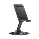 Soporte para Teléfono Celular Giratorio | 360° de Rotación | Angulo Ajustable | Altura Ajustable 17-20cm  | Antideslizante | Ejes Giratorios de Alta Precisión| Plegable | Aluminio | Color Gris
