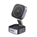 Cargador Inalámbrico 2 en 1 25W / Tecnología Magnética Qi 2 / 15W para Teléfono + 5W para Auriculares / Puerto USB-C 5W / Protecciones Múltiples / Cable USB-C Incluido