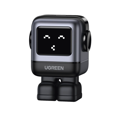 Cargador Mini GaNRobot 30W serie UNO | 1 USB-C de Carga Rápida | Tecnología GaN II | Multiprotocolo PD/QC/SCP/FCA | Carga Inteligente | Pantalla LED | Zapato Magnético Extraíble | Thermal Guard | Color Negro.