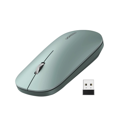 [90374] Mouse inalámbrico 2.4 GHz | Ultra Delgado y Silencioso | DPI 1000/1600/2000/4000 (Ajustable)  | Alcance 10m | Scroll de Aluminio | Adaptable a diferentes superficies | Diseño suave al tacto | Contiene Receptor USB | Color Verde