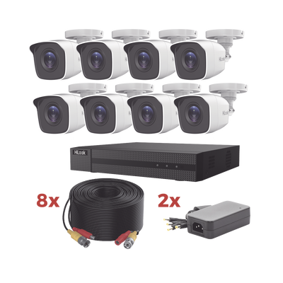 [HL1080P8B] Kit TurboHD / DVR 8 Canales 1080p Lite / 8 Cámaras bala 1080p metalicas / 8 cables de 20 metros / 2 fuentes de 4 canales