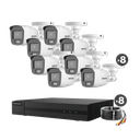 Kit TurboHD 1080p / DVR 8 Canales / 8 Cámaras Bala ColorVu con Microfono Integrado / Fuente de Poder / Accesorios de Instalación