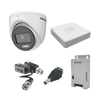  KIT COLORVU TURBOHD 1080pLite / DVR 4 Canales / 4 Cámaras Eyeball (exterior) / Transceptores / Conectores / Fuente de Poder Profesional