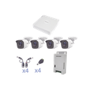 KIT TurboHD 1080 Lite / DVR 4 Canales / 4 Cámaras Bala (exterior 2.8 mm) / Transceptores / Conectores / Fuente de Poder Profesional