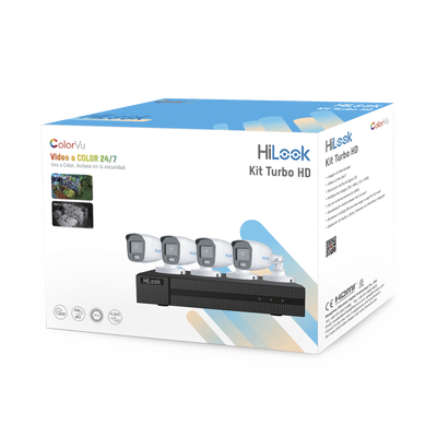 [HL-1080-CV/A] Kit TurboHD 1080p / DVR 4 Canales / 4 Cámaras Bala ColorVu con Micrófono Integrado / Fuente de Poder / Accesorios de Instalación