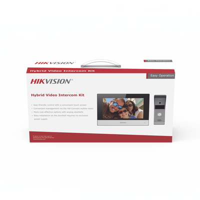 [DS-KIS303-P] Kit de Videoportero Analógico de Metal / IP a 4 Hilos con Función de Llamada a App Hik-Connect / Monitor se Conecta a Internet por Cable o WiFi y por 4 Hilos al Frente de Calle  IP65 / Expandible a Mas Equipos 